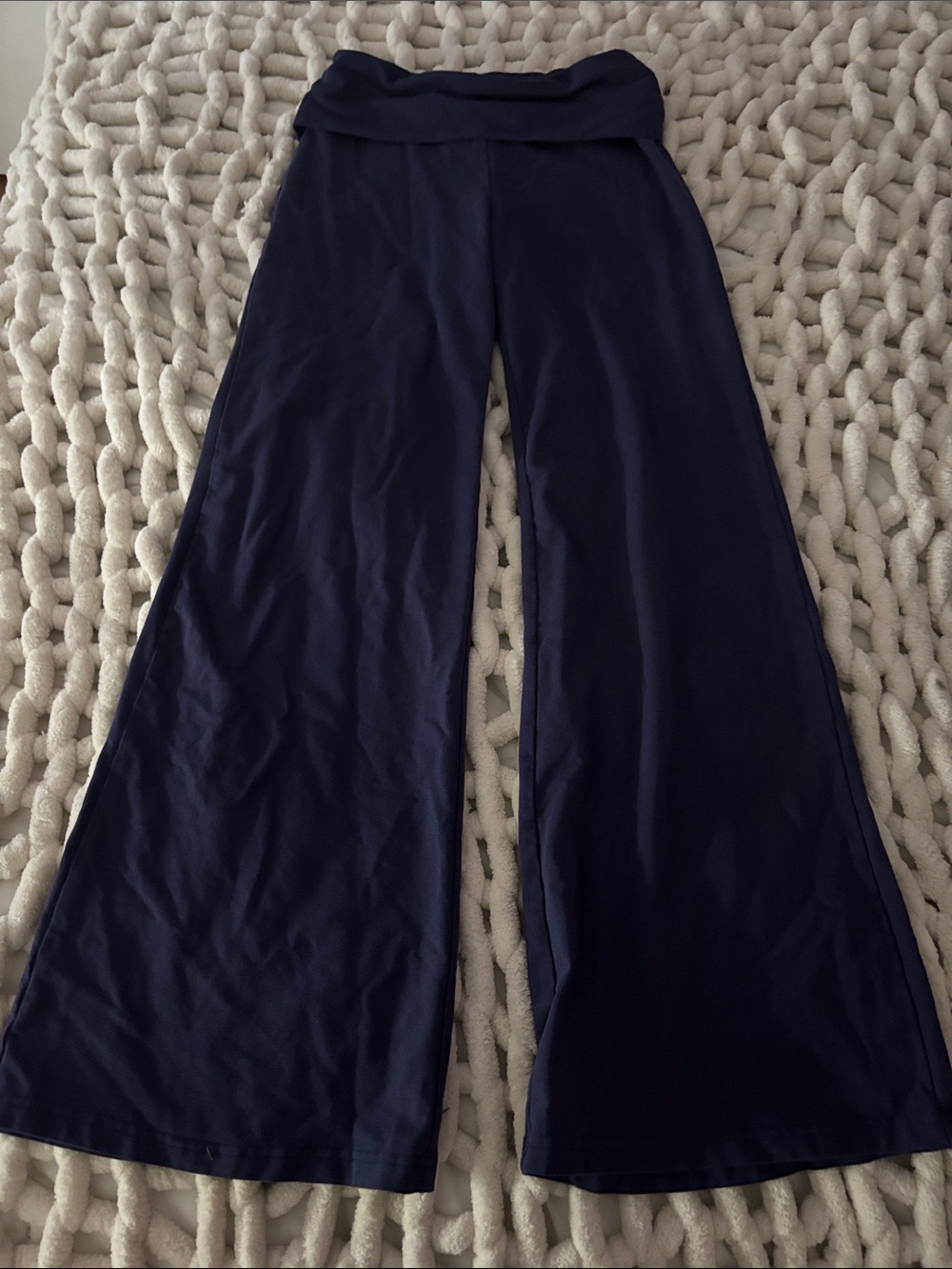 Wide-Leg Navy Edikted Foldover Pants